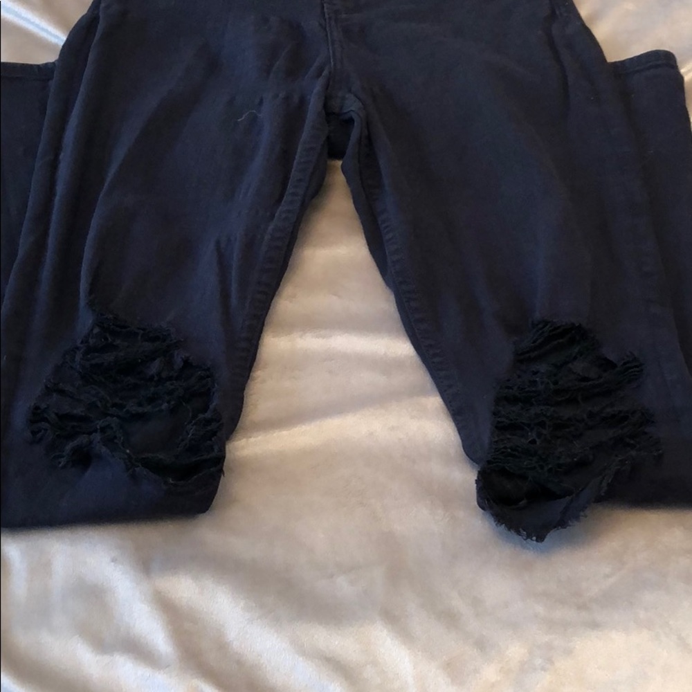 Express High Rise Black Jean Ripped Legging - Picture 3 of 3